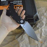 Bastinelli Creations Compact Dragotac Frame Lock 3.75" Wharncliffe D2 Blade, Milled Black G10 Handle