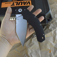 Bastinelli Creations Compact Dragotac Frame Lock 3.75" Wharncliffe D2 Blade, Milled Black G10 Handle