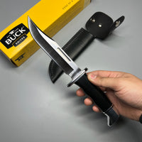 Buck 119BKS Special Hunting Knife 6" Blade, Black Phenolic Handles, Black Leather Sheath - 9207