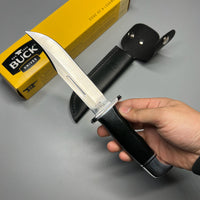 Buck 119BKS Special Hunting Knife 6" Blade, Black Phenolic Handles, Black Leather Sheath - 9207