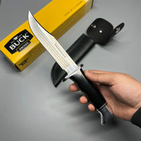 Buck 119BKS Special Hunting Knife 6" Blade, Black Phenolic Handles, Black Leather Sheath - 9207