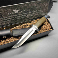 Buck 119 Special Pro Hunting Fixed Blade Knife 6" S35VN Plain Blade, Green Canvas Micarta Handle, Leather Sheath (0119GRS1) - 13105