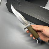 Buck 119 Special Pro Hunting Fixed Blade Knife 6" S35VN Plain Blade, Green Canvas Micarta Handle, Leather Sheath (0119GRS1) - 13105