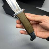 Buck 119 Special Pro Hunting Fixed Blade Knife 6" S35VN Plain Blade, Green Canvas Micarta Handle, Leather Sheath (0119GRS1) - 13105