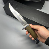 Buck 119 Special Pro Hunting Fixed Blade Knife 6" S35VN Plain Blade, Green Canvas Micarta Handle, Leather Sheath (0119GRS1) - 13105