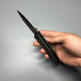 Benchmade Mini Presidio II Folding Knife 3.20" S30V Black Cerakote Plain Blade, Milled Black CF-Elite Handles - 575BK-1