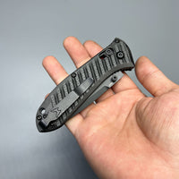 Benchmade Mini Presidio II Folding Knife 3.20" S30V Black Cerakote Plain Blade, Milled Black CF-Elite Handles - 575BK-1