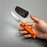 Benchmade 15700 Flyway Fixed Blade Knife 2.7" CPM-154 Satin Straight Back, Orange G10 Handles, Boltaron Sheath