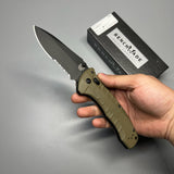 Benchmade Turret Folding Knife 3.7" S30V Black Combo Blade, Olive Drab G10 Handles - 980SBK