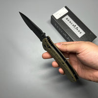 Benchmade Turret Folding Knife 3.7" S30V Black Combo Blade, Olive Drab G10 Handles - 980SBK