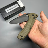 Benchmade Turret Folding Knife 3.7" S30V Black Combo Blade, Olive Drab G10 Handles - 980SBK