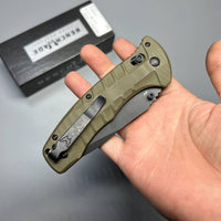 Benchmade Turret Folding Knife 3.7" S30V Black Combo Blade, Olive Drab G10 Handles - 980SBK