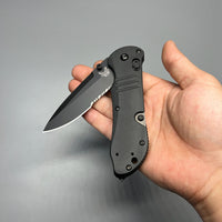 Benchmade Tactical Triage Rescue Folding Knife 3.48" S30V Black Combo Blade, Black G10 Handles, Safety Cutter, Glass Breaker - 917SBK
