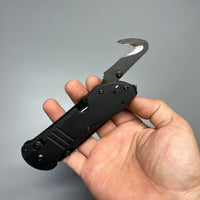 Benchmade Tactical Triage Rescue Folding Knife 3.48" S30V Black Combo Blade, Black G10 Handles, Safety Cutter, Glass Breaker - 917SBK