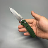 Benchmade 945 Mini Osborne Folding Knife 2.92" S30V Satin Plain Blade, Green Aluminum Handles