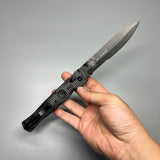 Benchmade Greg Thompson SOCP Folding Knife 4.47" D2 Black Cerakote Spear Point Combo Blade, Black CF-Elite Handles, Carbide Glass Breaker - 391SBK