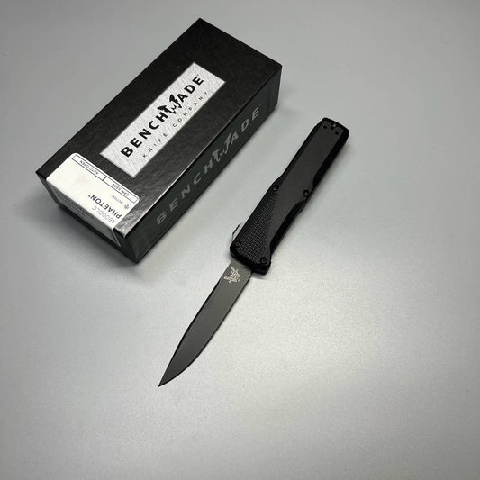 Benchmade 4600DLC Phaeton AUTO OTF Knife 3.45" Black S30V Drop Point Blade, Black Aluminum Handles