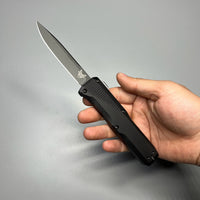 Benchmade 4600DLC Phaeton AUTO OTF Knife 3.45" Black S30V Drop Point Blade, Black Aluminum Handles