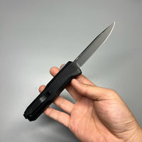 Benchmade 4600DLC Phaeton AUTO OTF Knife 3.45" Black S30V Drop Point Blade, Black Aluminum Handles