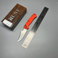 Benchmade Hunt Taggedout AXIS Folding Knife 3.5" CPM-154 Stonewashed Clip Point Blade, Orange Grivory Handles - 15535