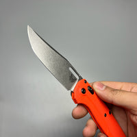 Benchmade Hunt Taggedout AXIS Folding Knife 3.5" CPM-154 Stonewashed Clip Point Blade, Orange Grivory Handles - 15535