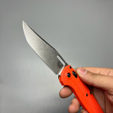 Benchmade Hunt Taggedout AXIS Folding Knife 3.5" CPM-154 Stonewashed Clip Point Blade, Orange Grivory Handles - 15535