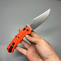 Benchmade Hunt Taggedout AXIS Folding Knife 3.5" CPM-154 Stonewashed Clip Point Blade, Orange Grivory Handles - 15535