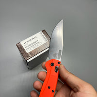 Benchmade Hunt Taggedout AXIS Folding Knife 3.5" CPM-154 Stonewashed Clip Point Blade, Orange Grivory Handles - 15535