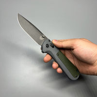 Benchmade Redoubt AXIS Folding Knife 3.55" CPM-D2 Graphite Black Plain Blade, Gray and Green Grivory Handles - 430BK