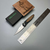 Pro-Tech Newport Automatic Knife bocote wood (3" Stonewash) 3427-b