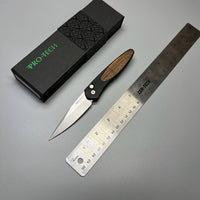 Pro-Tech Newport Automatic Knife bocote wood (3" Stonewash) 3427-b