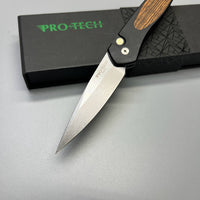 Pro-Tech Newport Automatic Knife bocote wood (3" Stonewash) 3427-b