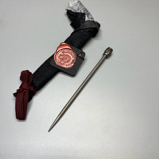 Bastinelli Creations Titanium Short Chopstick Spike, 5.95" Overall, 2 Saints Tactical Bronze Handle