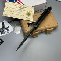 Medford Marauder-H Frame Lock Knife Tumbled Ti PVD Hardware (3.75" Black 3V)