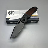 SIG Sauer by Hogue K320 AXG Pro Folding Knife 3.5" S30V Black Cerakote Tanto Blade, Black Aluminum Handles Walnut Wood Inserts 36367