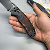 SIG Sauer by Hogue K320 AXG Pro Folding Knife 3.5" S30V Black Cerakote Tanto Blade, Black Aluminum Handles Walnut Wood Inserts 36367