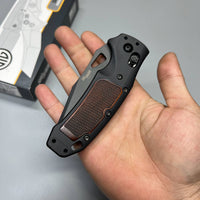 SIG Sauer by Hogue K320 AXG Pro Folding Knife 3.5" S30V Black Cerakote Tanto Blade, Black Aluminum Handles Walnut Wood Inserts 36367