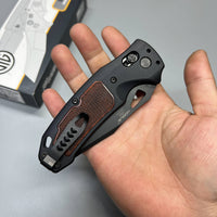 SIG Sauer by Hogue K320 AXG Pro Folding Knife 3.5" S30V Black Cerakote Tanto Blade, Black Aluminum Handles Walnut Wood Inserts 36367