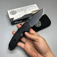 SIG Sauer by Hogue K320 AXG Pro ABLE Lock Folding Knife 3.5" S30V Black Cerakote  Aluminum Handles Black G10 36374