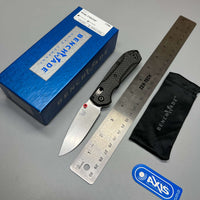 Benchmade Mini Freek Folding Knife 3" S90V Satin Plain Blade, Carbon Fiber Handles, True Red Accents - 565-1