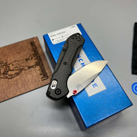 Benchmade Mini Freek Folding Knife 3" S90V Satin Plain Blade, Carbon Fiber Handles, True Red Accents - 565-1