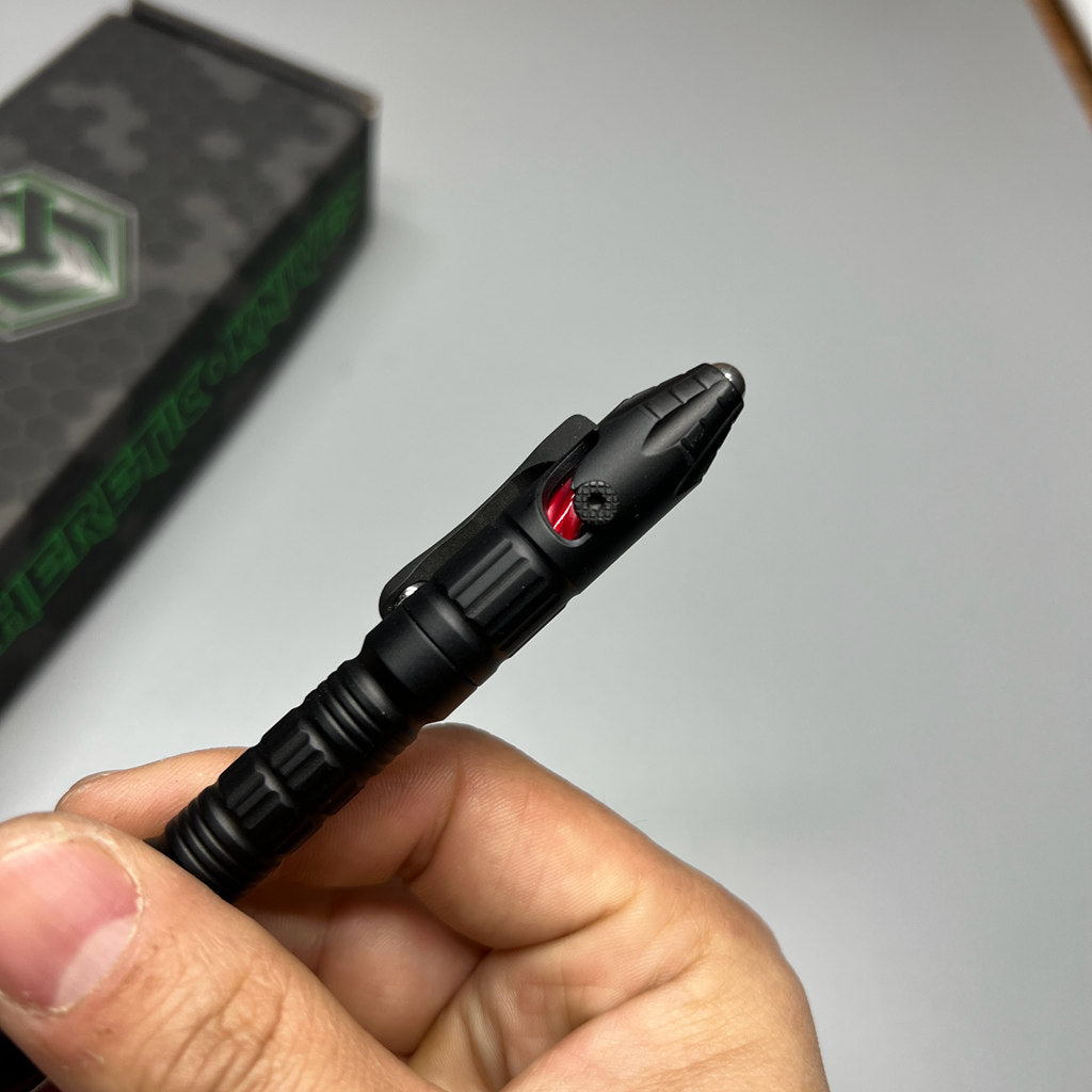 Heretic Knives Thoth Tactical Pen Black Aluminum Predator bomb ...