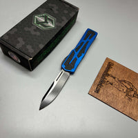 Heretic Knives Colossus OTF AUTO 3.5" CPM-MagnaCut DLC Clip Point Blue Aluminum Handles with Black Traction Inlays