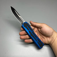 Heretic Knives Colossus OTF AUTO 3.5" CPM-MagnaCut DLC Clip Point Blue Aluminum Handles with Black Traction Inlays