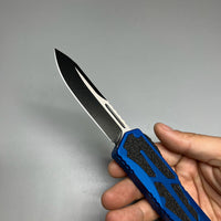 Heretic Knives Colossus OTF AUTO 3.5" CPM-MagnaCut DLC Clip Point Blue Aluminum Handles with Black Traction Inlays