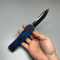 Heretic Knives Colossus OTF AUTO 3.5" CPM-MagnaCut DLC Clip Point Blue Aluminum Handles with Black Traction Inlays