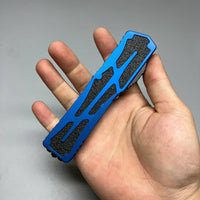 Heretic Knives Colossus OTF AUTO 3.5" CPM-MagnaCut DLC Clip Point Blue Aluminum Handles with Black Traction Inlays