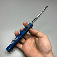 Heretic Knives Colossus OTF AUTO 3.5" CPM-MagnaCut DLC Clip Point Blue Aluminum Handles with Black Traction Inlays