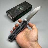 Heretic Knives Colossus OTF AUTO 3.5" CPM-MagnaCut Stonewashed Clip Point grey Aluminum Handles with Black Traction Inlays