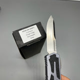 Heretic Knives Colossus OTF AUTO 3.5" CPM-MagnaCut Stonewashed Clip Point grey Aluminum Handles with Black Traction Inlays